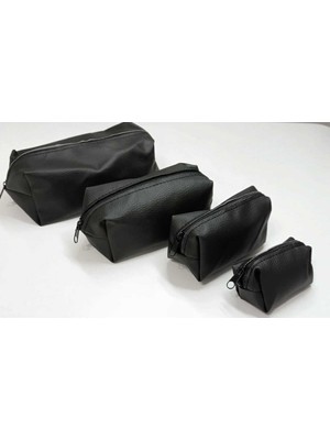 4'lü Makyaj Çantası Seti, Şık ve Kullanışlı, Siyah Renkli, Pratik Depolama Alanı