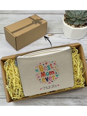 Kişiye Özel Tasarımlı Keten Makyaj Çantası, Anneler Günü ve Doğum Günü Hediye