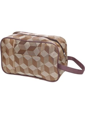 Şık Kahverengi Kadın Makyaj Çantası, Hafif ve Kullanışlı Tasarım