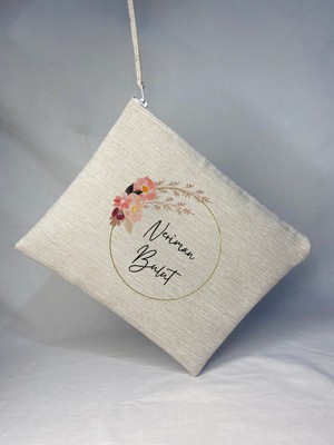 Kişiye Özel Sevgililer Günü Makyaj ve El Çantası Bej Renk