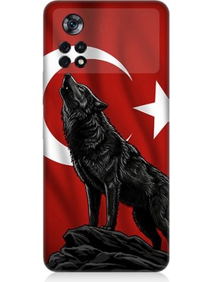 Xiaomi Poco X4 Pro 5g Uyumlu Ay Yıldızlı Uluyan Kurt  Desenli Silikon Kılıf
