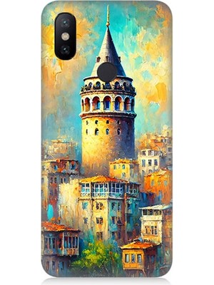 Xiaomi Mi A2 Lite Uyumlu Galata’da Renkli Işıklar  Desenli Silikon Kılıf