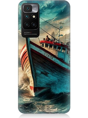 Xiaomi Redmi 10 Uyumlu Dalgalarla Savaşan Gemi  Desenli Silikon Kılıf