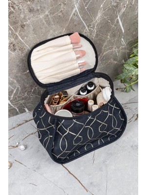 Şık Siyah Seyahat ve Makyaj Çantası, Organizer ile Pratik ve Zarif Tasarım