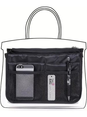 Şık Siyah Çok Bölmeli Makyaj ve Kozmetik Çantası