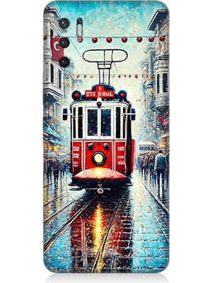 Xiaomi Redmi Note 10 5g Uyumlu Yağmurlu Sokakta Kırmızı Tramvay  Desenli Silikon Kılıf