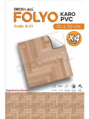 K-21 Kendinden Yapışkanlı Folyo Suya Dayanıklı Mutfak Banyo Zemin Kaplama 30X30CM (Laminasyonlu)