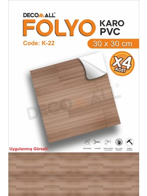 K-22 Kendinden Yapışkanlı Folyo Suya Dayanıklı Mutfak Banyo Zemin Kaplama 30X30CM (Laminasyonlu)