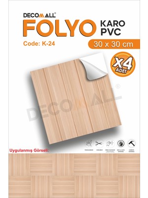 K-24 Kendinden Yapışkanlı Folyo Suya Dayanıklı Mutfak Banyo Zemin Kaplama 30X30CM (Laminasyonlu)