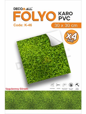 K-46 Kendinden Yapışkanlı Folyo Suya Dayanıklı Mutfak Banyo Zemin Kaplama 30X30CM (Laminasyonlu)