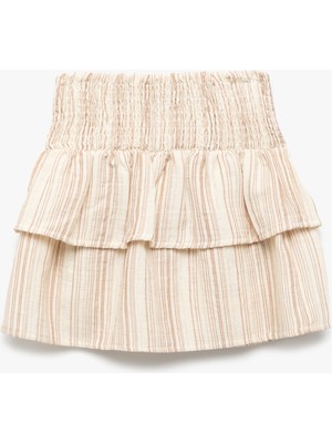 Koton Katlı Gipeli Pamuklu Yüksek Bel Pileli Etek