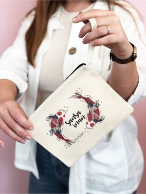 Şansa Inan Bej Makyaj Çantası Clutch, Şık ve Kullanışlı Tasarım