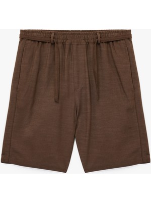 Koton Beli Lastikli Cepli Pamuk Viskon Karışımlı Kemer Detaylı Şort