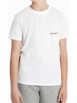 Rakerplus Beyaz %100 Pamuk Unisex Kısa Kollu Çocuk Tişört