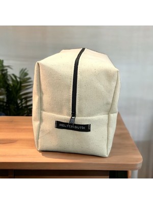 Şık Bej Panama Makyaj Çantası, Hafif ve Kullanışlı Tasarım