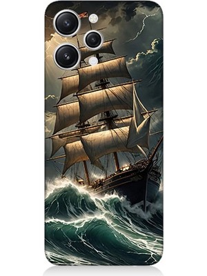 Teknomeg Xiaomi Redmi 12 Uyumlu Dalgalarla Savaşan Yelkenli  Desenli Silikon Kılıf