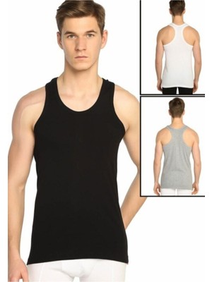 Erkek Siyah Askılı 6'lı Paket Ribana Spor Atlet 0058 - Yıldızı