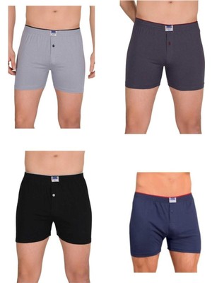 12'li (12 Adet) Lacivert-Siyah-Füme- Açık Gri Renkler %100 Pamuk Penye Erkek Boxer