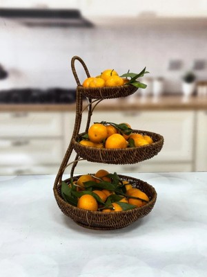 Kosava 3 Katlı Rattan Sunumluk 30/25/17 cm
