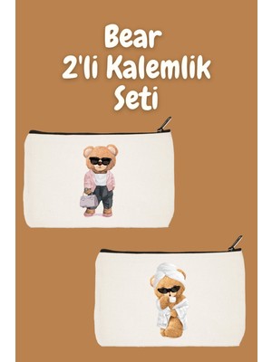 Şık 2'li Makyaj Çantası Seti, Kalemlik, Cüzdan ve Bez Çanta ile Pratik Kullanım