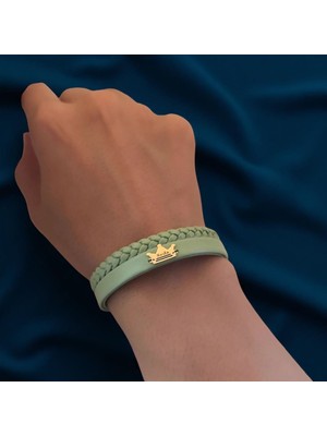 Archin Seda İsmine Özel  Mor Derili Taç Motifli 14  Ayar Altın Plakalı Hediye Bileklik-513 İsim