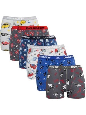 Qulat Dondeza 5'li Paket Erkek Çocuk Boxer 3/4 Paça Tipi Karışık Desenler ile Konfor