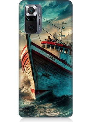 Teknomeg Xiaomi Redmi Note 10 Pro Uyumlu Dalgalarla Savaşan Gemi  Desenli Silikon Kılıf
