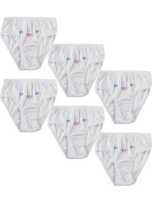 Kız Çocuk Beyaz Kuzey Underwear Ince Belli Işlemeli Bato (6'lı) 0821