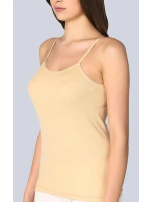 Tutku Kadın Beyaz Pamuklu Ribana Ip Askılı Atlet 3'lü Ten Renkli Esnek ve Rahat Kesim