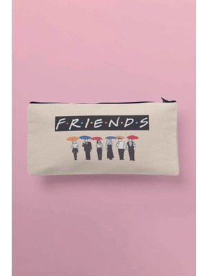 Şemsiye Desenli Bez Makyaj ve Kalem Çantası, Cüzdan Tasarımı, Bej Renkli