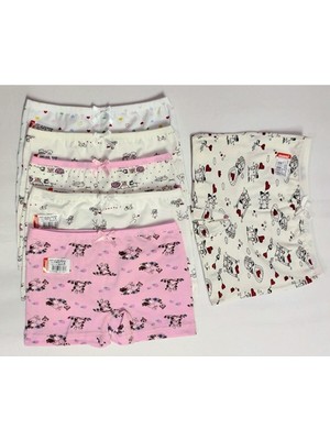 Dondeza Modameryem Kız Çocuk Beyaz %100 Cotton Boxer 6 Adet Karışık Renkli Rahat Tasarım