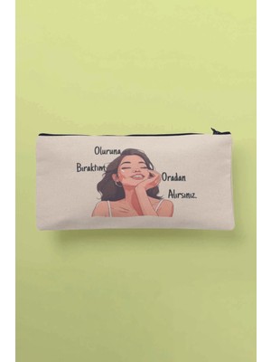 Komik Baskılı Bez Çanta, Kalemlik ve Cüzdan, Bej Renkli, Kullanışlı ve Eğlenceli