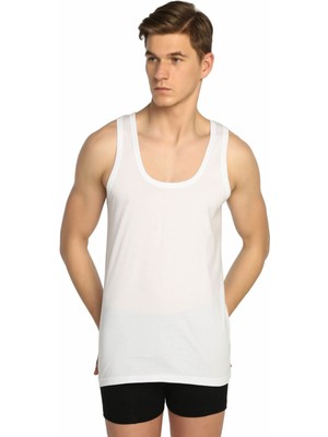 Erkek Beyaz  Klasik Penye Atlet ELF568S0001CCM