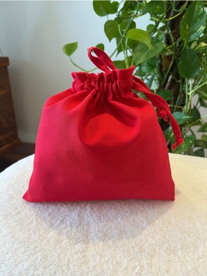 Kırmızı Ekolojik Keten Mini Bez Kese, Büzgülü Iç Düzenleyici, 20X20 cm