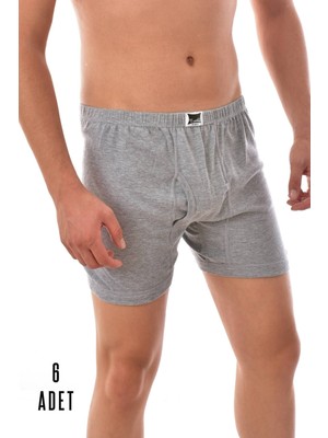 Qulat Tutku Erkek Gri Paçalı Boxer 6 Adet %60 Polyester %40 Pamuk İçerikli Konforlu Seçenek