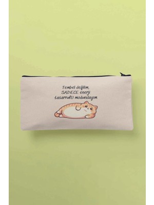 Enerji Tasarrufu Temalı Komik Bez Çanta, Kalemlik ve Cüzdan Seti