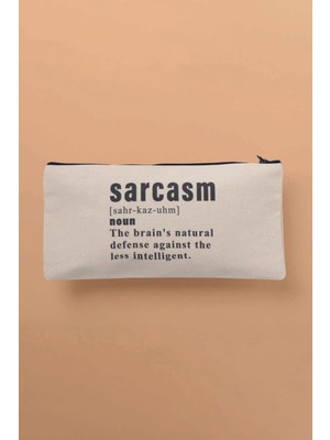 Bej Baskılı Çok Amaçlı Bez Çanta Kalemlik ve Cüzdan Tasarımı