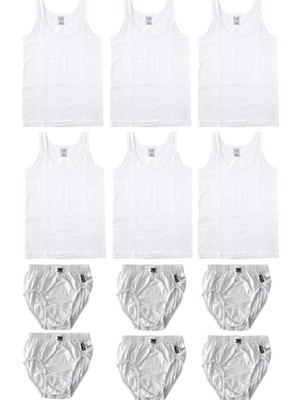 Tutku Erkek Çocuk 6'lı Pamuklu Atlet-Külot Seti Beyaz Pamuklu Rahat Kesim