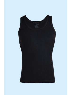 6' Lı Siyah Penye Süprem Erkek Atleti