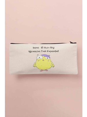 Renkli Baskılı Bez Makyaj Çantası, Kalemlik ve Cüzdan Kombini