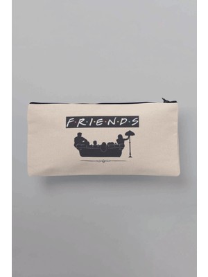 Şık Siyah Baskılı Bez Makyaj ve Kalem Çantası, Cüzdan ve Organizer Dostu