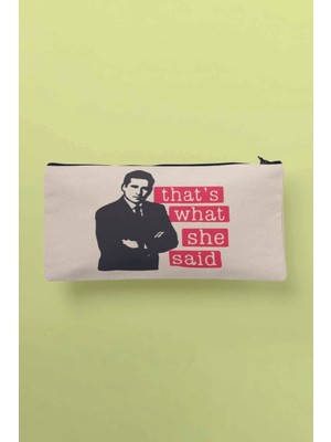 Renkli Ofis Temalı Bez Makyaj ve Kalemlik Çantası, Şık ve Kullanışlı Tasarım