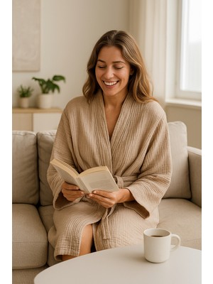 Lucy and Home Unisex , 4 Kat Müslin Sabahlık / Bornoz /kimono