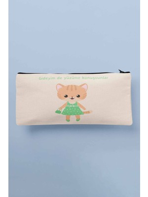 Renkli Baskılı Bez Makyaj ve Kalemlik Çantası, Şık ve Kullanışlı Tasarım