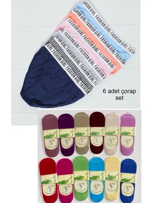 6'lı Paket Çok Renkli Fashion Girl Kadın Slip Külot