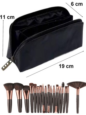 Geniş ve Şık Makyaj Fırça Çantası, Kolay Ulaşım Sağlayan Siyah Tasarım