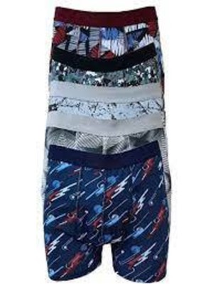 Erkek Desenli Likralı Pamuklu Boxer 5li Paket