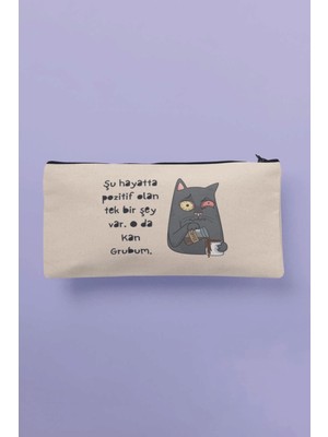 Neşeli Kan Grubu Baskılı Bez Çanta, Kalemlik ve Cüzdan Takımı