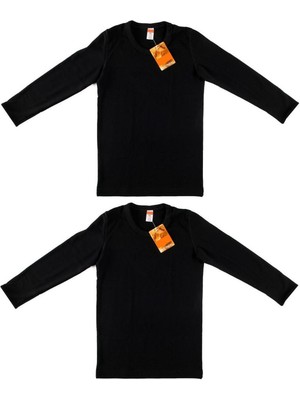 Tutku Erkek Çocuk Termal Uzun Kol Fanila 2'li Paket Siyah Nefes Alabilir Esnek Kumaş