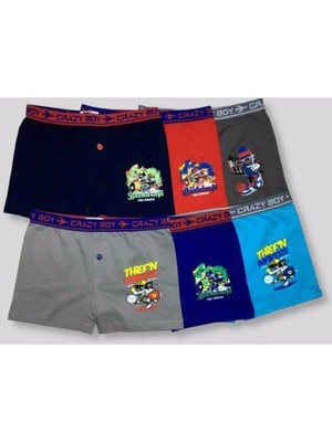 Qulat Baskılı Çocuk Boxer 6’lı Karışık Renk ve Desen ile Yumuşak Dokulu Rahat Tasarım